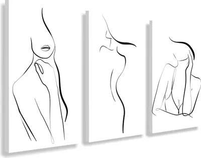 Produktbild von Wandbild Triptychon für das Wohnzimmer Abstraktion Frauengesicht Weiß 90x180cm
