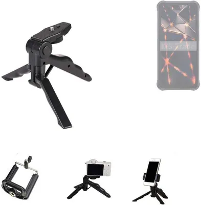 Produktbild von K-S-Trade Stativ Tisch-Ständer Dreibein Handy-Stativ Ständer kompatibel mit Cubot KingKong 8 Mini-Stativ Smartphone Tripod Handy-Stativ aus Plastik
