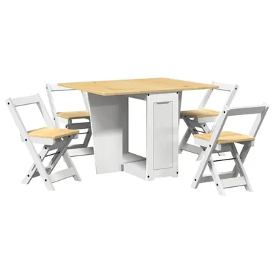 Produktbild von 5-tlg. Butterfly-Esstisch-Set Corona Weiß Kiefernholz