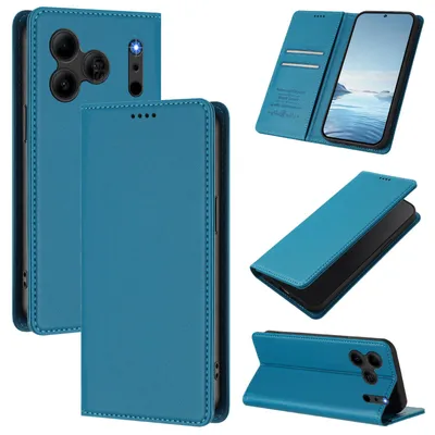Obrázek produktu pro Kožené pouzdro pro Doogee Note 56 / Note 56 Pro, magnetické flipové pouzdro zPolyuretankůže se stojánkem Jezerní modrá