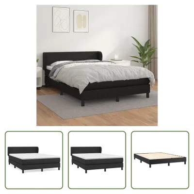 Produktbild von The Living Store Boxspringbett mit Matratze Schwarz 140x200 cm Kunstleder