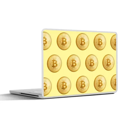 Produktbild von MuchoWow® Laptop Aufkleber Sticker Cover Bitcoin - Gold - Muster - Gelb 25x18 cm - Laptop-Deko