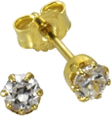 Produktbild von V Ohrstecker 585/- Gold 0,4cm gelb Zirkonia weiß 371320705-1
