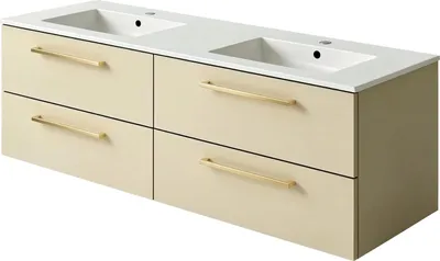 Produktbild von Waschbeckenunterschrank ONE 120 cm mit Waschbecken und 4 Schubladen Kaschmir hängend Badmöbel Badezimmer