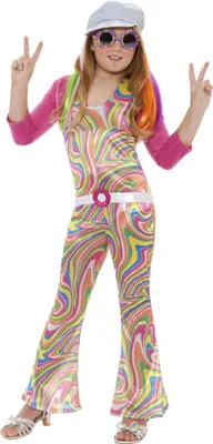 Produktbild von Flower-Power-Kostüm für Kinder, 70er Jahre, Gr. 128-158, Größe:M