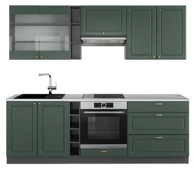 Zdjęcie produktu dla Szafka kuchenna Vicco Fame-Line Zielono-złoty Country House/antracytowy 235 cm , BP Marmur, Model 42719