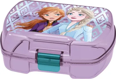 Productafbeelding van STOR Lunchbox voor meisjes, Disney Frozen, met 3 compartimenten, gemaakt van BPA-vrij plastic, herbruikbaar en wasbaar, niet geschikt voor de magnetron en vaatwasser