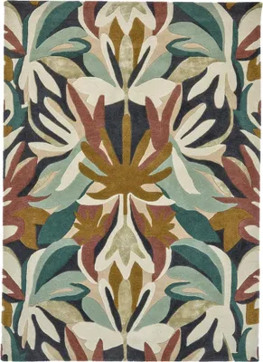 Produktbild von Handgefertigter Wohn- und Schlafzimmerteppich aus Wolle mit Blumenmuster MELORA