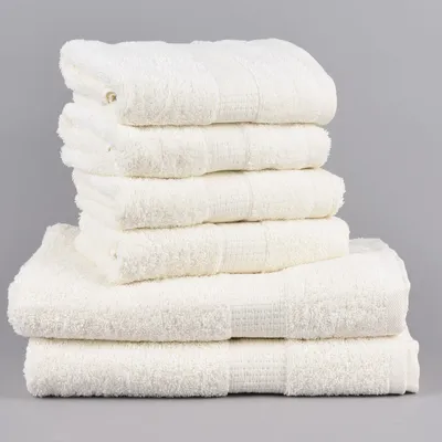 Produktbild von 6tlg Singleset Qualitätsfrottee 100% Baumwolle 500g/qm einfarbig Farbe creme