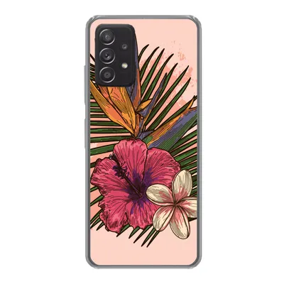Produktbild von MuchoWow® Handyhülle Schutzhülle Hülle für Samsung galaxy a73 Blumen - Tropisch - Rosa Silikon Softcase Handy Hülle - Handyhülle