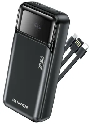 Zdjęcie produktu dla Powerbank Awei PA-93 20000mAh 22,5W PD 2xUSB-C + kabel czarny