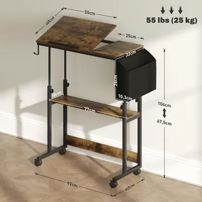 AHB Roll-Schreibtisch 99,1 Cm Mit 4 Rädern – Mobiler Arbeitsplatz Für Homeoffice & Kinderzimmer