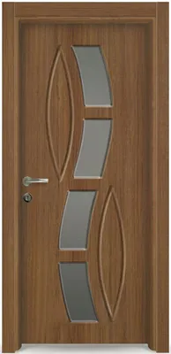 Productafbeelding van Bruine binnendeur met glazen elementen. Designdeur. Vochtbestendige deur