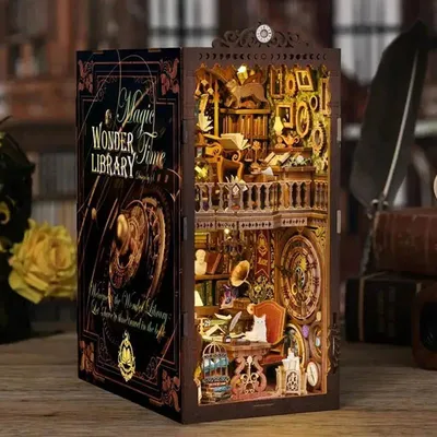 Produktbild von DIY Book Nook Tempel des Wissens - 3D-Puzzle - 266 Teile - Miniaturhaus aus Holz - mit LED