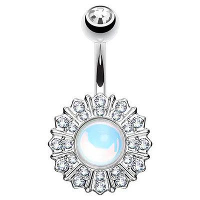 Produktbild von Taffstyle Bauchnabelpiercing Bauchnabelpiercing Banane Stecker weißer Stein und Kristallen, Silber
