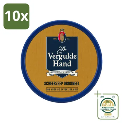 Productafbeelding van 10 x De Vergulde Hand, originele scheerzeepblokjes - 75 g - Verpakking met 10 stuks