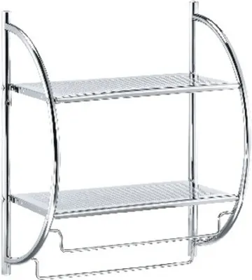 Obrázek produktu pro Nástěnná police 2 přihrádky 54x44x26cm chrom