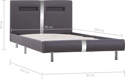 Produktbild von vidaXL Bettgestell mit LED Grau Kunstleder 90x200 cm