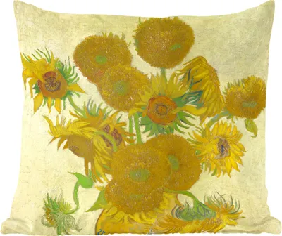 Produktbild von MuchoWow® Zierkissen Sofakissen Wohnzimmer Dekokissen 40x40 cm Sonnenblumen - Gemälde von Vincent van Gogh - Foto Kissen - Schlafzimmer Dekoration