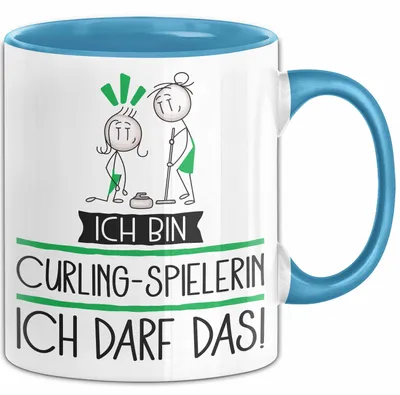 Produktbild von Geschenk für Curling-Spielerin Tasse Lustige Geschenkidee Geburtstag Ich Bin Curling-Spielerin Ich Darf Das (Blau)
