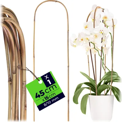 Produktbild von KADAX Bambusstab in U-Form, 45cm x 8/10mm x 15cm, Orchideenstab aus Bambus, stabile Rankhilfe in Bogenform, Pflanzstab für Kletterpflanzen, Rankbogen