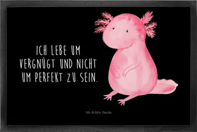 Produktbild von Mr. & Mrs. Panda fußmatte Axolotl Niedlich 50 x 75 cm - Schwarz - Geschenk, Bodenvorleger, Schmutzmatte, Weisheit, Freundin, Fußabtreter, Schmutzfangmatte, Lebensweisheit