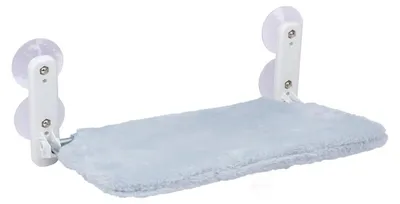 Produktbild von maxxpro Katzen Fensterliege bis 6 kg - Katzenhängematte mit Saugnäpfen - Hängematte Katze mit Fellbezug - Fensterbett für Katzen - Grau - 52x30cm