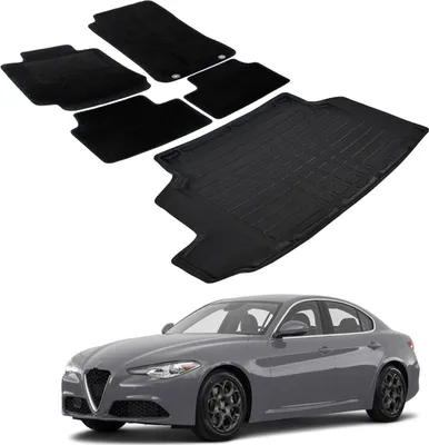 Image de Ensemble Tapis Velours Sur Mesure et Coffre TPE pour Alfa Romeo Giulia Depuis 2016