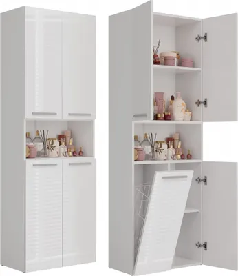 Immagine prodotto di raumhirsch: Mobiletto bagno con tre ante e ripiani. Dimensioni: 30 x 60 x 174 cm