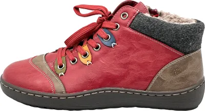 A single red boot is shown against a white background.