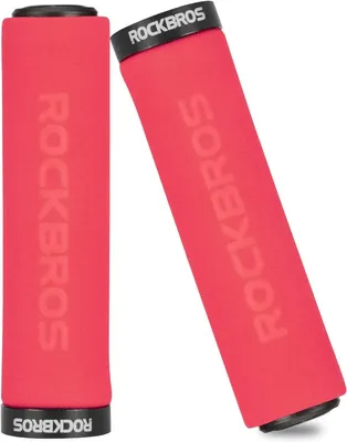Productafbeelding van ROCKBROS fietsgrepen, stuurgrepen en handgrepen – antislip, schokabsorberend en lichtgewicht, schuim, universeel voor sturen van 22,2 mm, rood-zwart