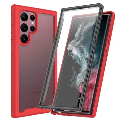 Immagine prodotto di Custodia per Samsung Galaxy S23 Ultra Bumper con protezione dello schermo integrata a 360° Custodia protettiva per tutto il corpo rosso