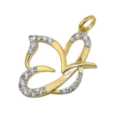 Immagine prodotto di Ciondolo 17x19mm farfalla stilizzata con zirconi ORO 9ct