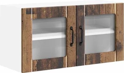 Image de Armoire murale en verre vidaXL LUCCA, bois vieilli, 80 x 31 x 40 cm, aggloméré
