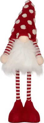 Produktbild von Clayre & Eef Weihnachtsdekoration mit LED-Beleuchtung Zwerg 8x12x56 cm Rot Synthetisch
