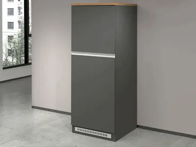 Immagine prodotto di Dmora Dispensa da Cucina Mesarthim 60x60x165h cm Nero Antracite, Apertura Battente 3 Vani  Italy