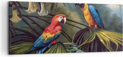 Produktbild von Bild auf Leinwand - Leinwandbild - Einteilig - Ara Papageien Palmen - 120x50cm - Wand Bild - Wanddeko - Wandbilder - Leinwanddruck - Bilder - Wanddekoration - Leinwand bilder - AB120x50-4780