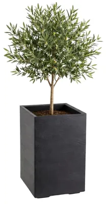 Obrázek produktu pro HowHomely | Květináč – květinový truhlík – černý – 60 x 40 x 40 cm – květináč na kolečkách – imitace dřeva – dekorativní