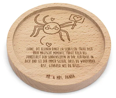 Produktbild von Mr. & Mrs. Panda Tassenuntersetzer Spinne Agathe Motivation - Transparent - Geschenk, Glas-Untersetzer, gläseruntersetzer, Liebe, Getränke-Untersetzer, Vertrauen, Coaster
