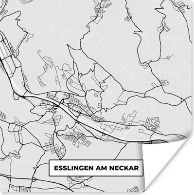 Produktbild von MuchoWow® Poster Deutschland - Karte - Esslingen Am Neckar - Karte - Stadtplan 100x100 cm - Babyzimmer
