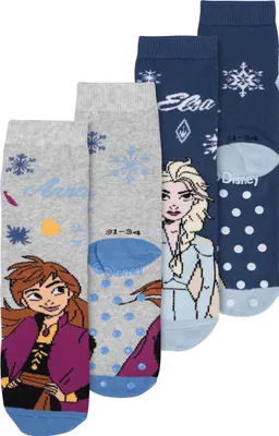 Produktbild von Disney Die Eiskönigin ABS Socken für Mädchen - Frozen Kinder Stoppersocken antirutsch Söckchen Grau/Blau (2er Pack), Größe:23-26