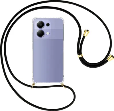 Produktbild von Handykette Backcover-Schutzhülle mit Band (Metall goldfarben) für Xiaomi Redmi Note 13 4G - schwarz