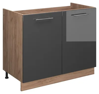 Immagine prodotto di Mobile lavello cucina Vicco Fame-Line Antracite lucido/Rovere dorato 100 cm senza piano di lavoro, Model 61605