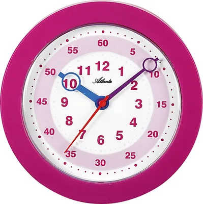 Produktbild von Atlanta 4481/17 Wanduhr für Kinder Kinderwanduhr Lernuhr pink leise ohne Ticken