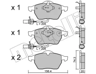 Obrázok produktu pre 4 Sada brzdových doštičiek, kotúčová brzda METELLI 22-0181-3 pre AUDI VW, predná náprava