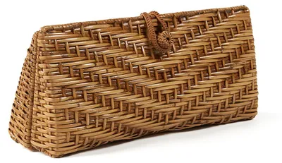 Image de Pochette rotin marron 28x9x12cm