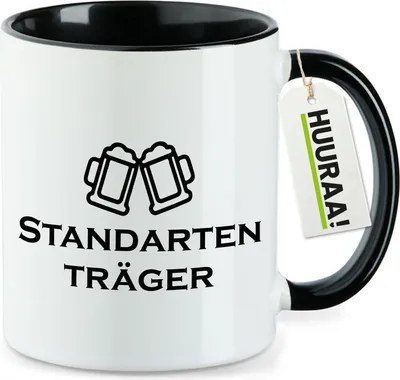 Produktbild von Huuraa Kaffeetasse Standartenträger Schützenfest 330ml Schwarz Keramik Kaffeebecher Geschenkidee