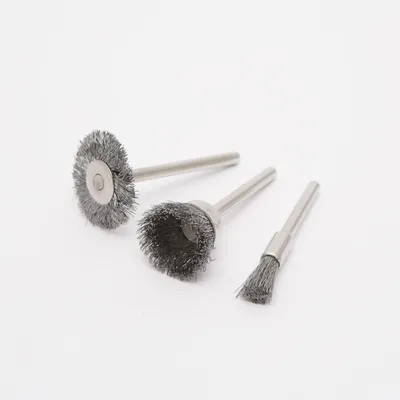 Produktbild von Stahlbürsten-Set – 3-teiliges Set Stahldrahtbürsten mit Klemmstift Ø 3,1 mm – Max. 28.000 U/min – Geeignet für Midi 10362 und Maxi 10363 Plattenbohrmaschinen – Reinigungs- und Schleifbürsten für Präzisionsarbeiten – Verkaufseinheit: 1 Set [10125-01]