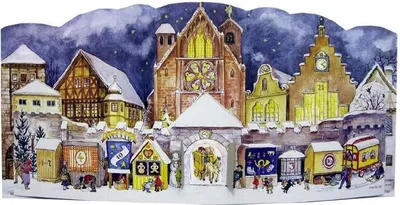 Produktbild von Nostalgischer Adventskalender Domplatz 1947 – Magische Kulisse mit Glitzer und Charme