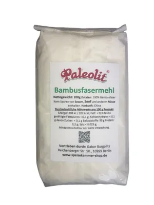 Produktbild von Paleolit Bambusfasermehl Bambusfasern zum Backen 200g Bambusmehl / glutenfrei / paleo / ballaststoffreich
